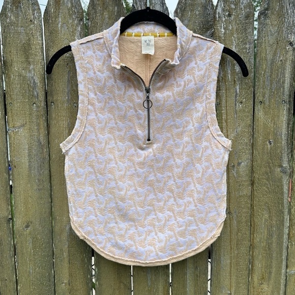 Free People Tops - Free People We The Free Palm Tree Half Zip Sleeveless Top Sz XS